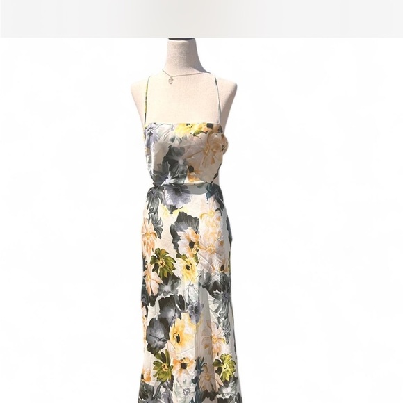 NWOT Petal & Pup Lace Up Floral Dress - Yellow and Green - Picture 1 of 9